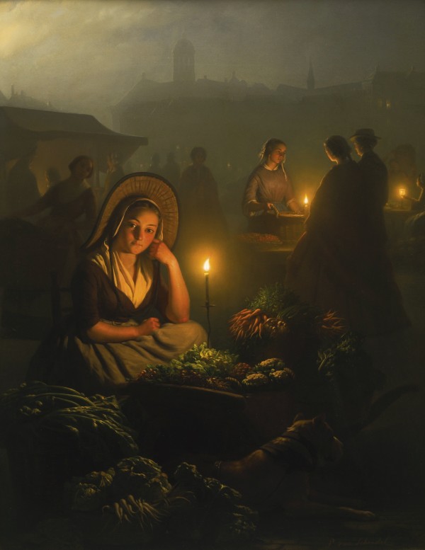 Night market in Amsterdam by Petrus van Schendel